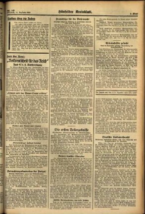 Zweite Ausgabe vom Mittwoch, den 14. Dezember 1938.