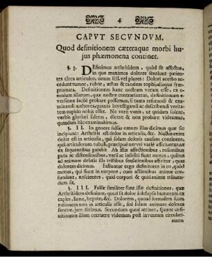 Caput Secundum. Quod definitionem cæteraque morbi hujus phæmonena continet.