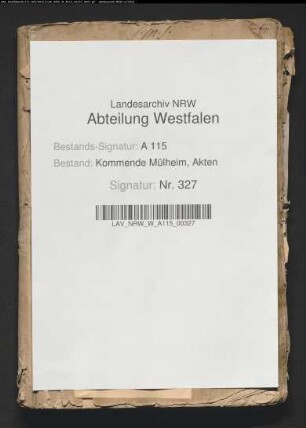 "Heberegister" der Kommende Mülheim.