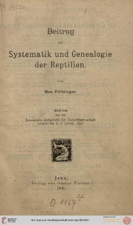 Beitrag zur Systematik und Genealogie der Reptilien