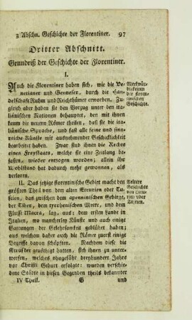 Dritter Abschnitt. Grundriß der Geschichte der Florentiner