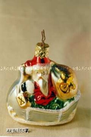 Moderner Christbaumschmuck - Weihnachtsmann in Schlitten