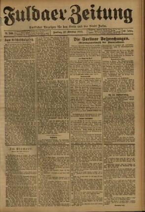 Ausgabe vom Freitag, den 27. Oktober 1922.