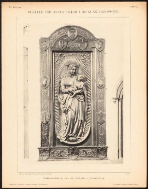 Stiftskirche, Aschaffenburg: Ansicht Gedächtnistafel im Chor (aus: Blätter für Architektur und Kunsthandwerk, 3. Jg., 1890, Tafel 94)