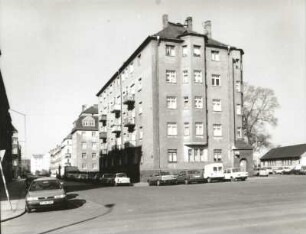 Dresden-Neustadt, Gehestraße 1 a-d/Eisenberger Straße 16 und 18/Hallesche Straße 2/Erfurter Straße. Wohnanlage des Kleinwohnungsbauvereins (1911)