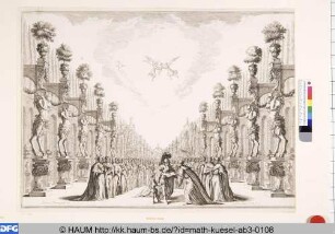 Bühnenbild zu der Oper 'Il fuoco eterno', 12. Bild: Palastgarten