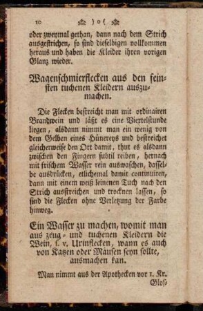 Wagenschmierflecken aus den feinsten tuchenen Kleidern auszumachen.