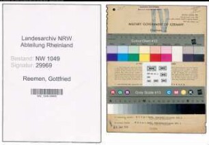 Entnazifizierung Gottfried Reemen , geb. 04.03.1889 (Bahnsekretaer)