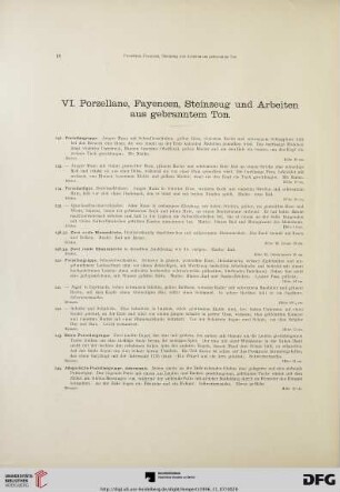 VI. Porzellane, Fayencen, Steinzeug und Arbeiten aus gebranntem Ton (Nr. 232-525)