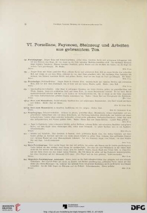 VI. Porzellane, Fayencen, Steinzeug und Arbeiten aus gebranntem Ton (Nr. 232-525)