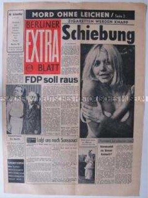 Linke Wochenzeitung "Berliner Extra Blatt" u.a. über Tote an der Berliner Mauer und die Kapitalflucht aus der Stadt