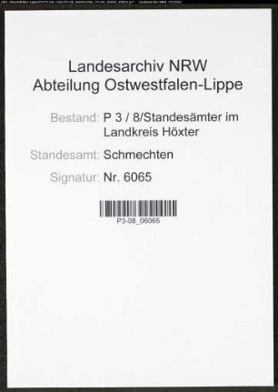 Heiratsregister Standesamt Schmechten