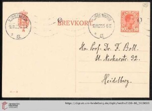 Briefe von Johan L. Heiberg an Franz Boll: Karte von Johan L. Heiberg an Franz Boll