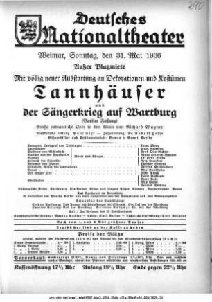 Tannhäuser und Der Sängerkrieg auf Wartburg