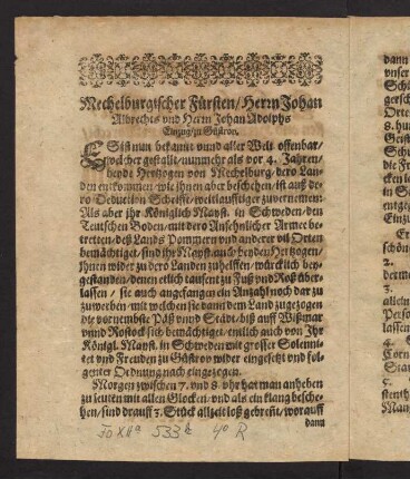 1v-4r, Der Durchleuchtigen und Hochgebornen Fürsten und Herrn...