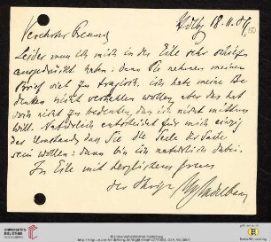 Brief von Wilhelm Windelband an Heinrich Rickert