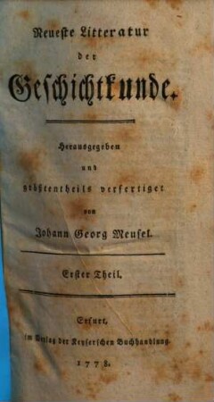 Neueste Litteratur der Geschichtkunde, 1