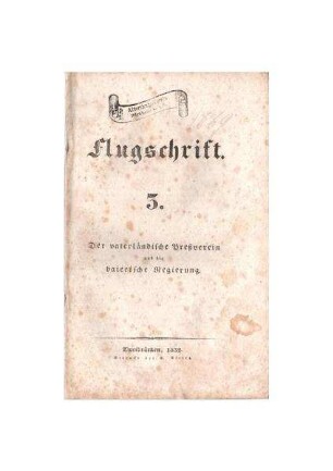 Broschüre: "Flugschrift 3."; Zweibrücken, 1832