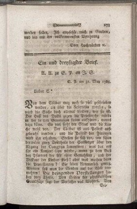 Ein und dreyßigster Brief. - Fünf und dreyßigster Brief.