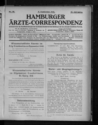 Wissenschaftliche Abende im Allg. Krankenhause Eppendorf 1918.