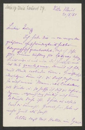 Brief an Hans von Bülow : 20.08.1880
