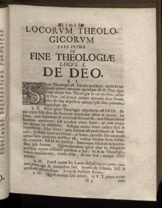 Locorum Theologicorum Pars Prima De Fine Theologiæ