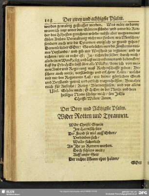 Der Drey und Achtzigste Psalm. Wider Rotten und Tyrannen
