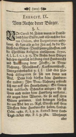 Exercit. IX. Vom Rechte derer Bürger.