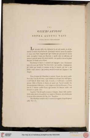 Observations sur quelques vases s'une forme particuliere / Osservazioni sopra alcuni vasi d'una forme particular