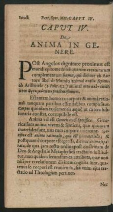 Caput IV. De Anima In Genere.