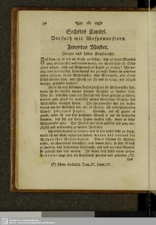 Sechstes Kapitel. Versuch mit Wespennestern. Zweites Muster.