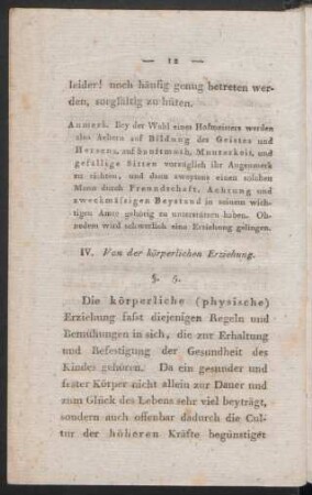 IV. Von der körperlichen Erziehung