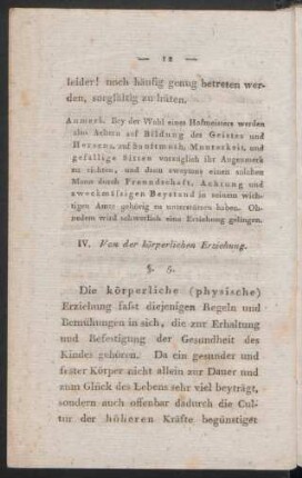 IV. Von der körperlichen Erziehung