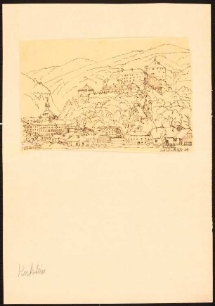 Burg und Stadt Kufstein: Durchzeichnung: Perspektivische Ansicht, nach: Über Land und Meer, 1874, S. 49
