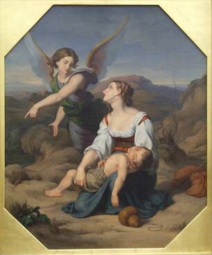 Hagar und Ismael in der Wüste.