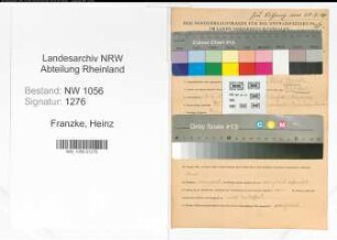 Entnazifizierung Heinz Franzke , geb. 10.06.1920 (Gaertner)