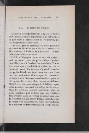 XII. Le moral des troupes