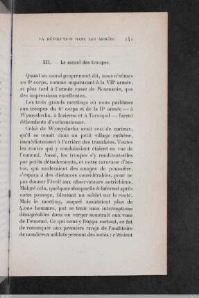 XII. Le moral des troupes