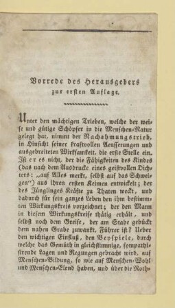 Vorrede des Herausgebers zur ersten Auflage
