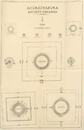 Plate II. Anurâdhapura. Ancient Dâgabas. Plan.