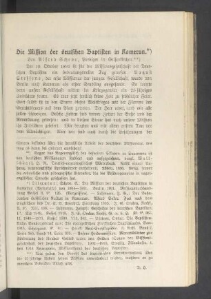 Die Mission der deutschen Baptisten in Kamerun