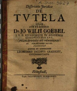 Dissertatio Iuridica De Tutela