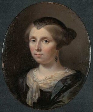 Bildnisminiatur einer Dame mit schwarzer Spitzenhaube