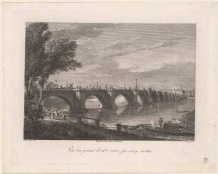 Blick auf die Augustusbrücke mit ihren 16 Brückenbögen, aus Rittners Dresden mit seinen Prachtgebäuden um 1810