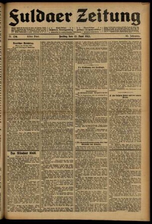 Erste Ausgabe vom Freitag, den 13. Juni 1913.