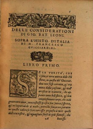 Considerationi Di Gio. Battista Leoni Sopra L'Historia D'Italia Di Messer Francesco Gvicciardini