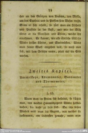 Zweites Kapitel. Anemoskope, Anemometer, Barometer und Thermometer