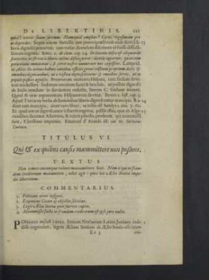 Titulus Vi. Qui & ex quibus causis manumittere non poßunt.