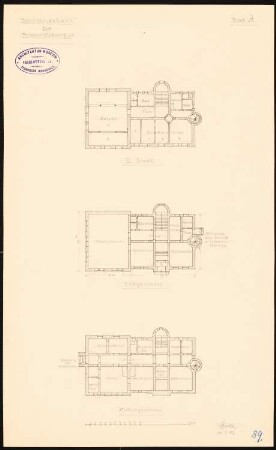 Gemeindehaus der Erlöserkirche, Berlin-Rummelsburg. 2. Projekt: 3 Grundrisse