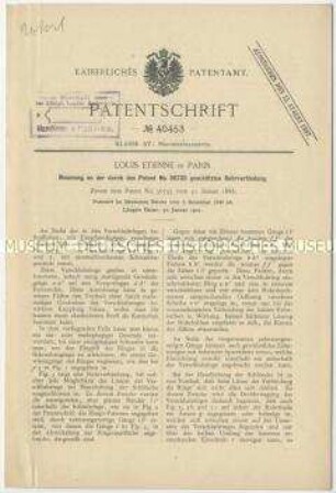 Patentschrift einer Neuerung an der durch das Patent Nr. 36735 geschützten Rohrverbindung, Patent-Nr. 40453